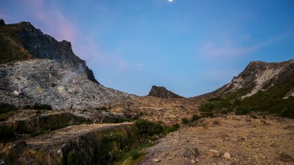 landscape with sky in the peak of Mount Sibayak 