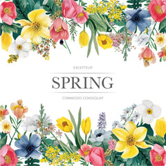 Vector watercolor spring banner