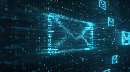 Email Encryption An artistic representation of an email enveloped in layers of digital encryption, symbolizing the secure transmission of sensitive information