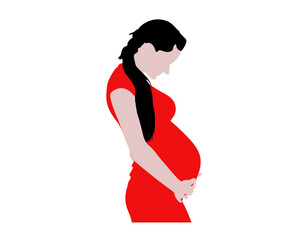 Simple Vector of a colorful Pregnant Mother
