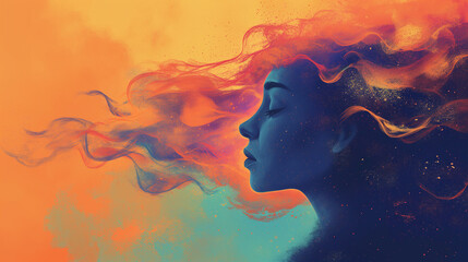  illustration of silhouettes, psyhology concept,ai
