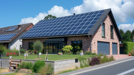 Obraz premium Solar panels installed or installed on houses