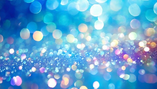 Beautiful bokeh light-filled background. Abstract blue background. blue light dots. 