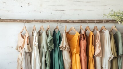 Reusable Fashion, A stylish tableau featuring trendy clothing made from sustainable fabrics like organic cotton and hemp, advocating for eco-conscious fashion choices