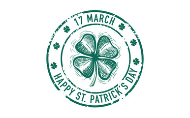 St. Patrick's Day set, Stamps, mail, postcard, Hand drawn illustrations