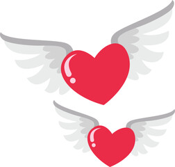 heart with wings valentines day vector icon