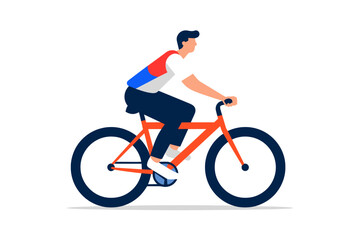 A dynamic and simple vector illustration in SVG format featuring a man joyfully riding a bicycle against a clean white background.
