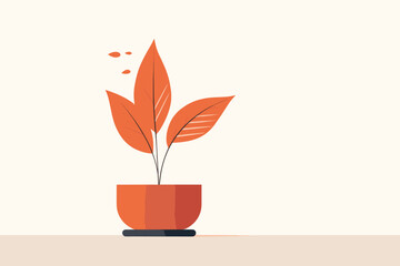 A vibrant vector illustration featuring a red leafy plant beautifully complemented by a matching red ceramic pot.