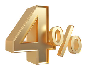 4 percent off discount number golden 3d render
