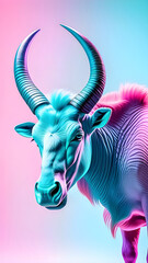 Bull on a neon background.