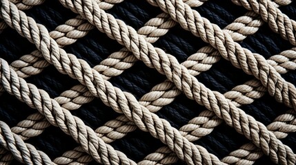 Fototapeta na wymiar Woven rope pattern intertwined with steel in retro sailor style.