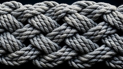 Woven rope pattern intertwined with steel in retro sailor style. - obrazy, fototapety, plakaty