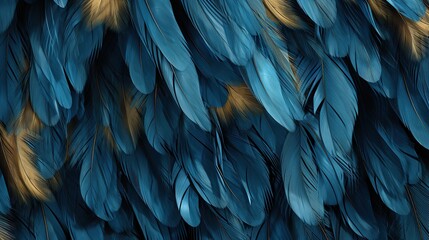 The blue texture of blue and gold macaw parrot's rump feathers, amazing background.