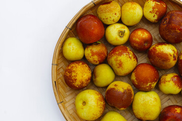 Fresh jujube fruit on white background