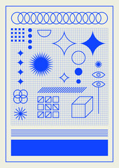 Obraz premium Trendy poster design. Modern, vibrant, composition. Circles, elements, curves, lines.