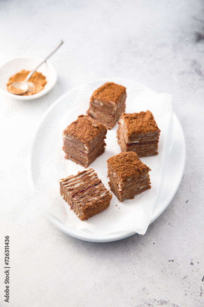 Poster homemade chocolate layered cake