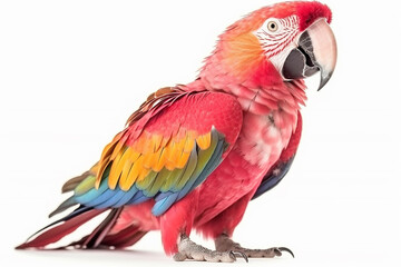 Obraz premium Pink_parrot_macaw_isolated_on_the_white_background_cutou
