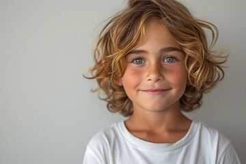 Smiling Child's Close-Up Portrait with Beautiful Eyes and Youthful Expression