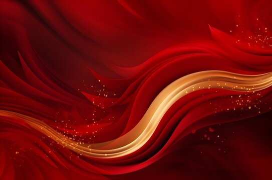 Illustration of red and gold abstract background. Generative AI © Hapun