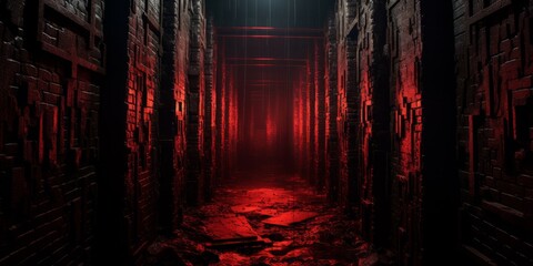 Creating An Eerie Halloween Atmosphere With Bloodsoaked Bricks. Сoncept Haunted House Decor, Spooky Lighting, Ghostly Figures, Creepy Sound Effects, Foggy Ambiance