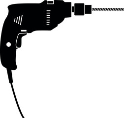 Electric drill machine sign. Construction tools and equipment.