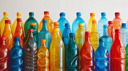 Multitude of plastic color bottles