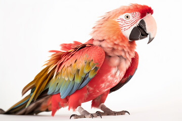 Obraz premium Pink_parrot_macaw_isolated_on_the_white_background_cutou