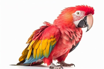 Fototapeta premium Pink_parrot_macaw_isolated_on_the_white_background_cutou