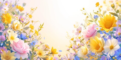 Colorful Pastel Flowers Creating A Vibrant Background For Celebrating Womens Accomplishments In Comicstyle Poster Design