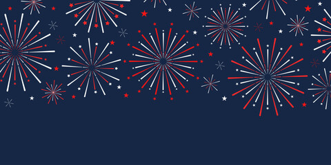 Red and blue independence of president day firework background design - obrazy, fototapety, plakaty