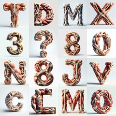 Fototapeta premium 3D lettering what blend Bones and Muscles. AI generated illustration