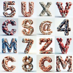 Fototapeta premium 3D lettering what blend Bones and Muscles. AI generated illustration
