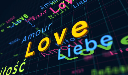 Love kinetic text abstract concept illustration