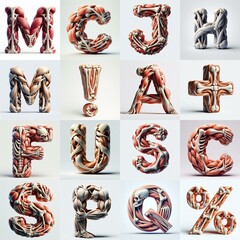 Naklejka premium 3D lettering what blend Bones and Muscles. AI generated illustration
