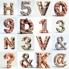Fototapeta premium 3D lettering what blend Bones and Muscles. AI generated illustration