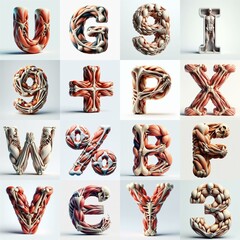 Fototapeta premium 3D lettering what blend Bones and Muscles. AI generated illustration
