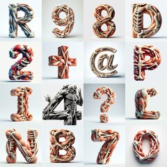 Fototapeta premium 3D lettering what blend Bones and Muscles. AI generated illustration
