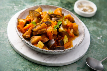 Traditional vegetable ragout with fresh basil