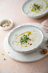 Cold cucumber soup with walnut