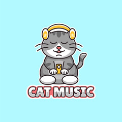 cute cat logo cartoon