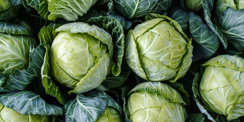 Fresh Cabbages For Sale At A Bustling Farmers Market. Сoncept Fresh Cabbages, Farmers Market, Locally Grown Produce, Healthy Eating, Garden-To-Table