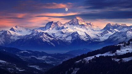 Switzerland Bern Hasliberg moon