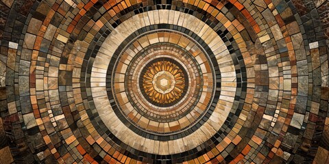 Intriguingly Themed Digital Artwork Depicts Ancient Roman Mosaic With Mysterious Undertones. Сoncept Ancient Roman Mosaic, Mysterious Undertones, Intriguing Themes, Digital Artwork