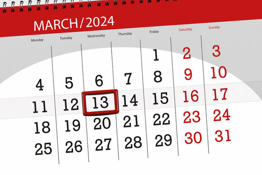 Calendar 2024, deadline, day, month, page, organizer, date, March, wednesday, number 13