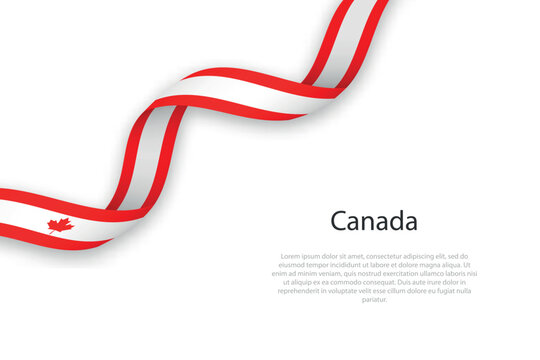 Waving ribbon with flag of Canada