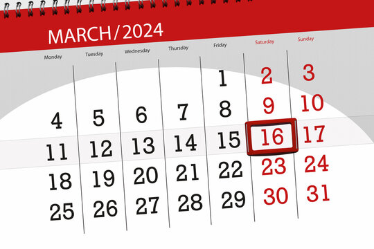 Calendar 2024, deadline, day, month, page, organizer, date, March, saturday, number 16