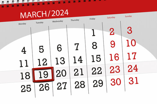 Calendar 2024, deadline, day, month, page, organizer, date, March, tuesday, number 19