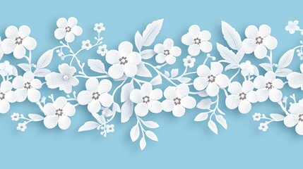 Seamless pattern of white lace on a light blue background