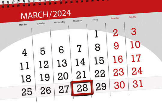 Calendar 2024, deadline, day, month, page, organizer, date, March, thursday, number 28