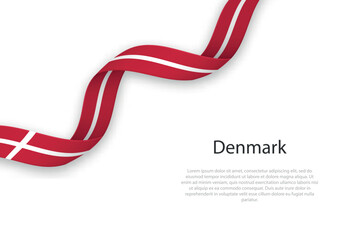 Waving ribbon with flag of Denmark